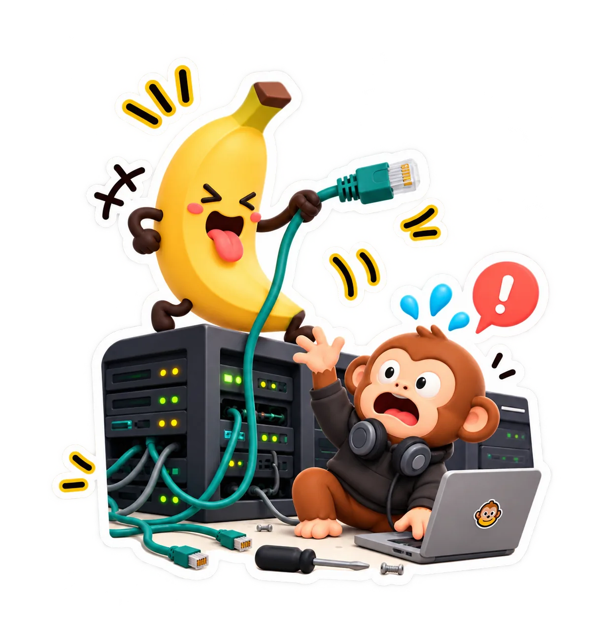 A banana keeps Davik from fixing the server